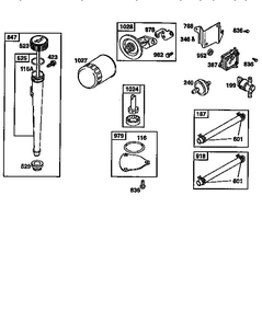 Dipstick Diagram and Parts List for 28Q700  Briggs and Stratton Engine